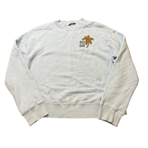 Sandro “Walk to the sun” blue‎ mock neck sweatshirt size 40 US 8 crewneck - Picture 1 of 8